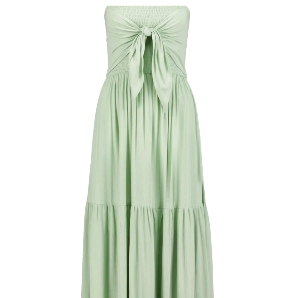 Coastal Tie Front Strapless Dress